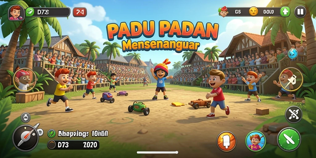 Tampilan gameplay D73 yang menarik dan penuh warna.
