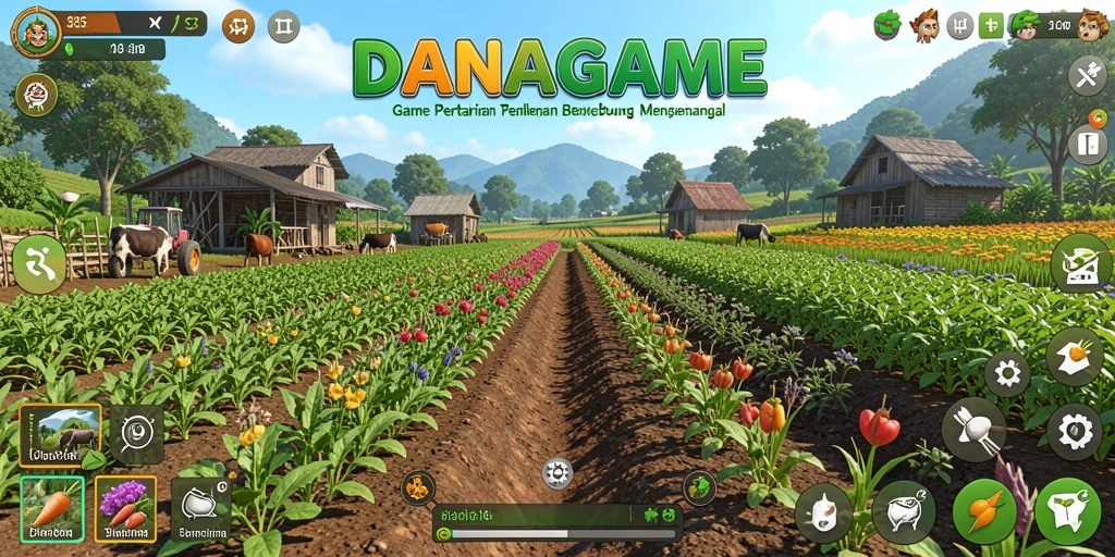 Tangkapan layar gameplay <strong>DANAGAME</strong> menunjukkan momen seru saat bertani.
