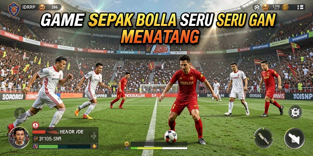Screenshot utama IDRRP menampilkan aksi seru dalam permainan sepak bola.