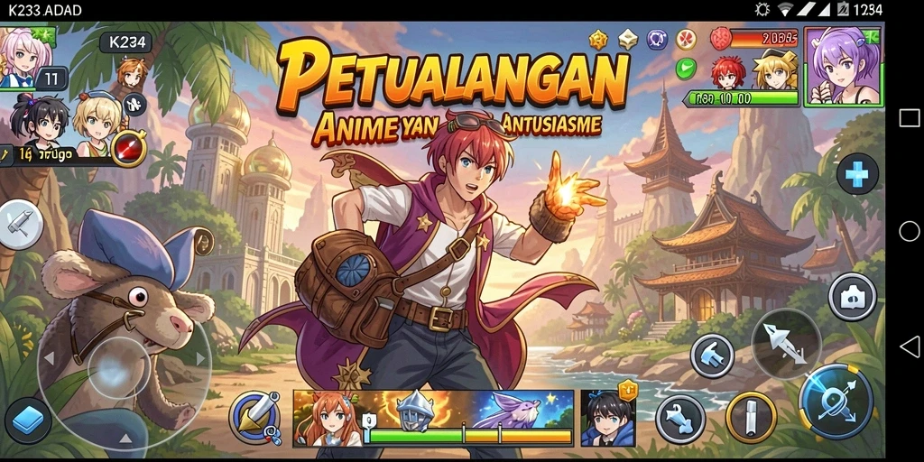 Tampilan gameplay K234 menampilkan karakter anime dalam pertempuran yang dinamis.
